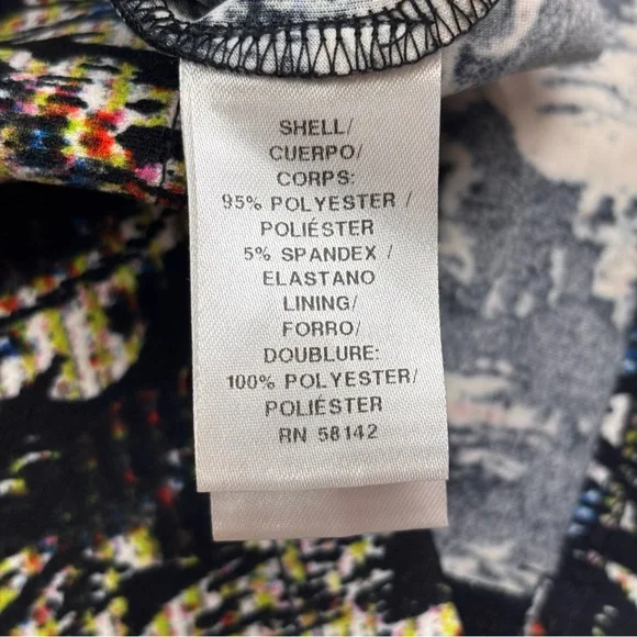 Maggy London Black Abstract Baroque Bodycon Midi Dress Mock Neck Cutout Sz10 NEW - Picture 9 of 16